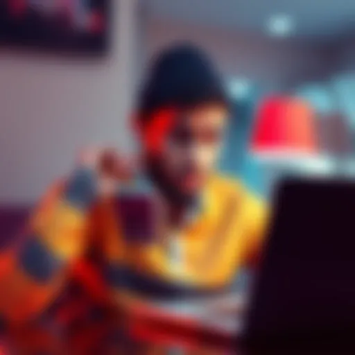 A person looking upset while holding a phone and staring at a laptop screen, representing frustration with Coinbase support over missing funds