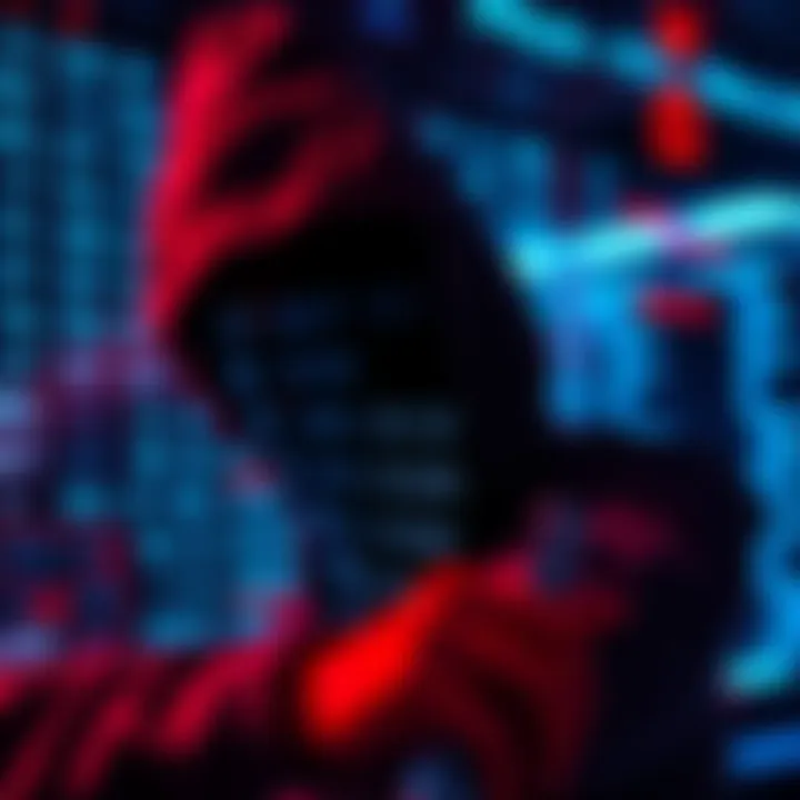 A visual representation of a hacker stealing personal data from a KYC exchange, showing user IDs and phone numbers on a screen