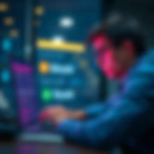A concerned person looking at a laptop screen displaying Coinbase tax section errors related to Bitcoin and USDC transactions.