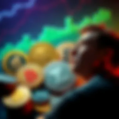 Coins to Consider for Investment A selection of cryptocurrency coins including HBAR, LINK, ADA, SUI, and PEPE, with a person contemplating a $500 investment.