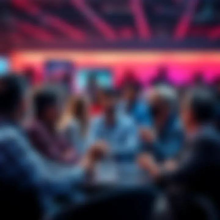 A group of people engaged in a lively discussion about trading strategies and daily events in a forum setting.