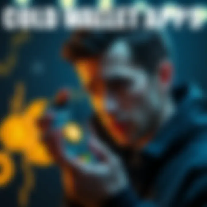A worried person looking at a smartphone displaying a cryptocurrency wallet app, with Bitcoin symbols in the background