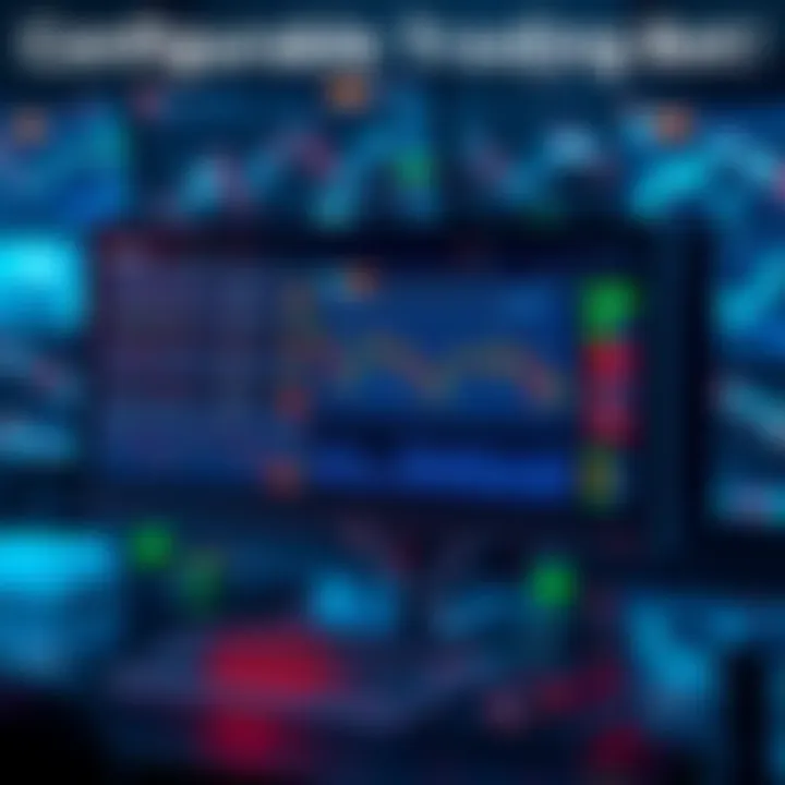 A customizable trading bot interface showing various trading strategies and settings on a digital screen, designed for the Solana blockchain.