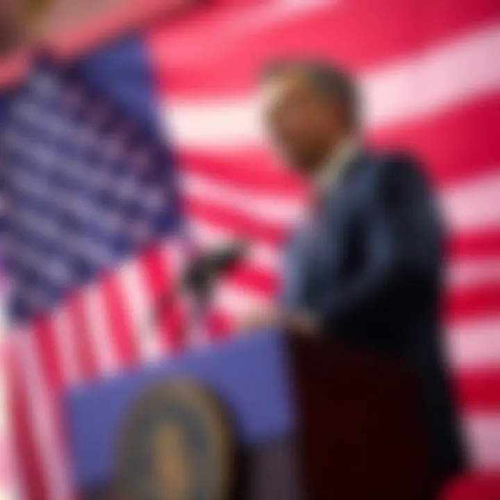 A U.S. Congressman stands at a podium with the American flag in the background, announcing support for Bitcoin and cryptocurrency legislation.