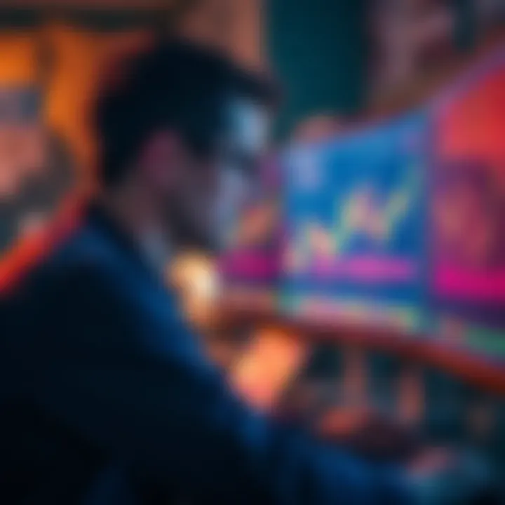 A thoughtful person looking at cryptocurrency charts on a computer screen while considering selling their XRP investment