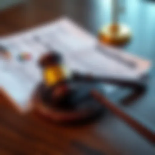 A gavel rests on a table with documents about tariffs and trade policy. This represents the court's decision against Trump's authority to impose global tariffs.