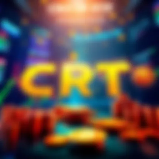 An announcement graphic representing the upcoming launch of the CRO ETF in the US market, featuring a bold financial chart and cryptocurrency symbols.