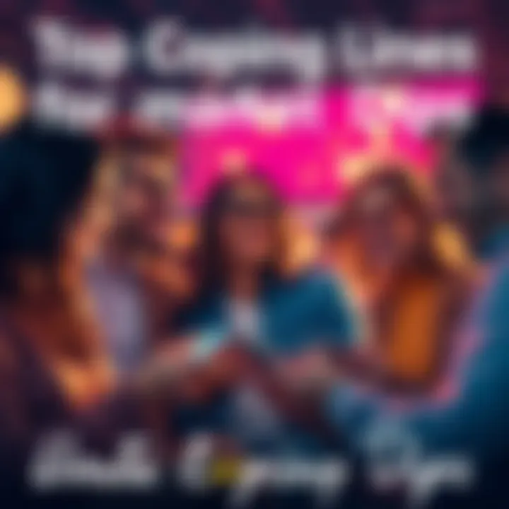 People sharing coping lines about crypto dips Group of friends discussing and laughing about cryptocurrency market downturns while looking at their phones