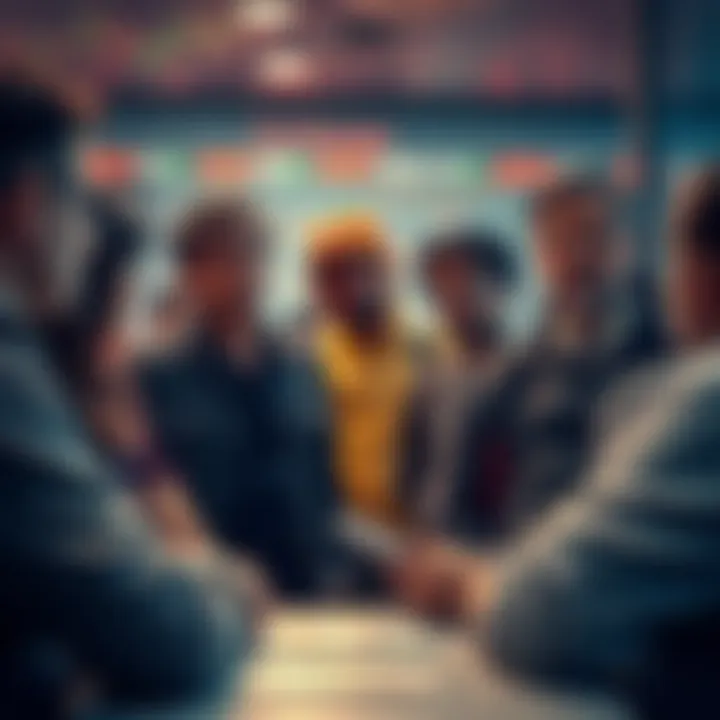 A concerned group of people discussing theft and service issues at a crypto exchange, showing frustration and confusion.