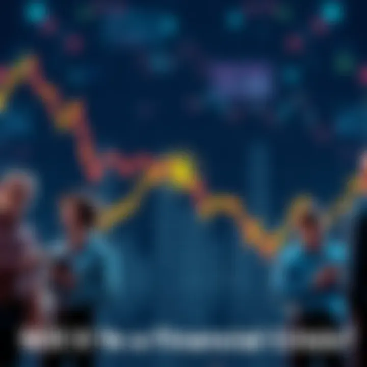 A graphic showing a declining cryptocurrency graph with worried people looking at their wallets, symbolizing financial uncertainty.