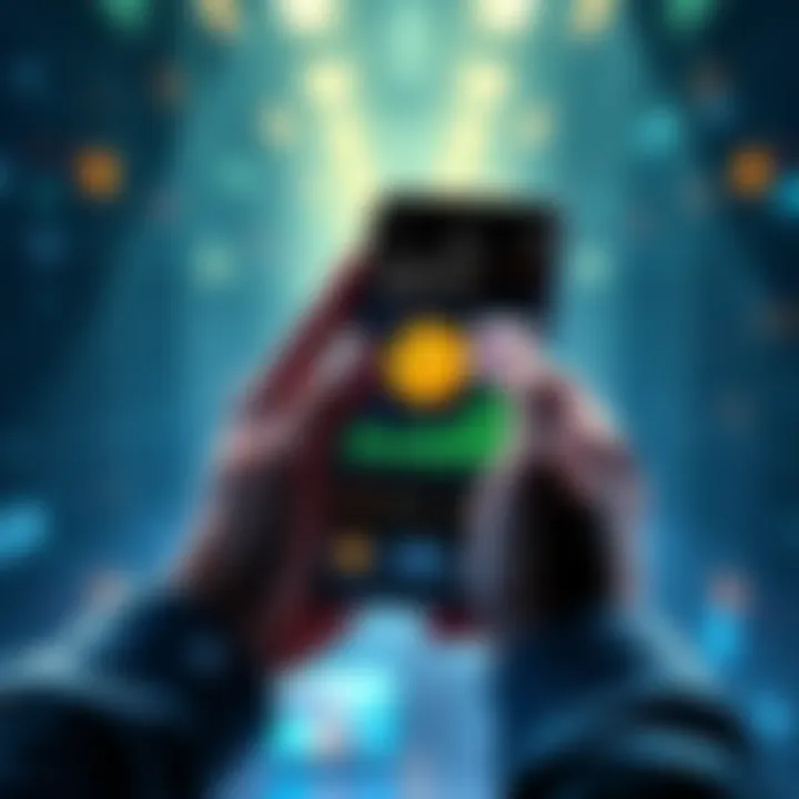 A person holding a smartphone displaying Dogecoin charts and a wallet icon, showing optimism about market gains.