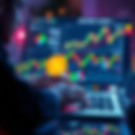 A person analyzing cryptocurrency trends on a laptop with graphs and charts, symbolizing investment strategies for Bitcoin and Ethereum.