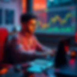 A person sitting at a desk with a laptop, analyzing Bitcoin charts and notes on past crypto investment mistakes.