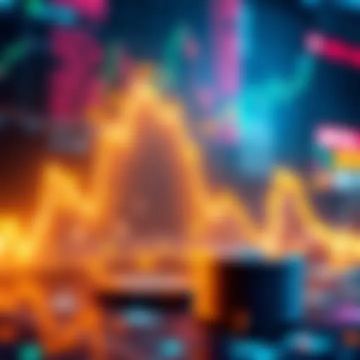 A graphic showing a downward trend in crypto market values representing over $725 million in liquidated positions.