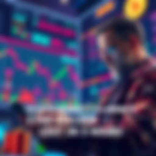 A dramatic drop in cryptocurrency values with charts showing sharp declines and a stressed investor looking at their phone.