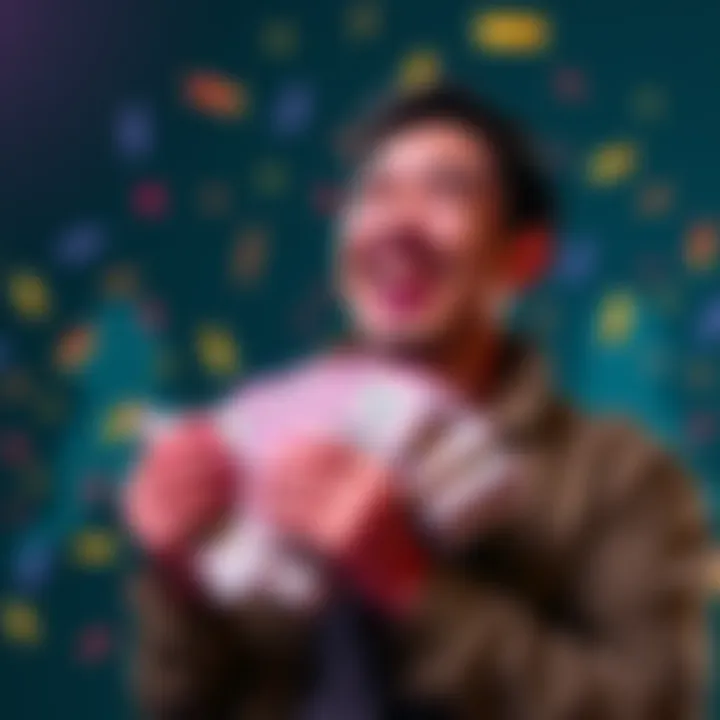 Investor smiling and holding cash, showing satisfaction after selling crypto assets