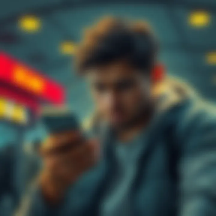 A worried person looking at a phone with a sad expression, symbolizing loss in cryptocurrency due to a scam