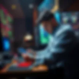 A person checking their hardware wallet while sitting at a desk, focused on keeping their cryptocurrency assets safe from fraud.