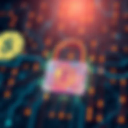 A graphic showing digital currency symbols with a lock, highlighting privacy in cryptocurrency transactions.