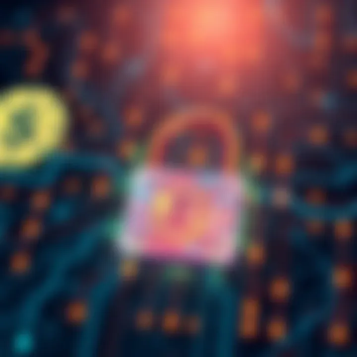 A graphic showing digital currency symbols with a lock, highlighting privacy in cryptocurrency transactions.