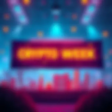 A banner announcing Crypto Week with symbols of cryptocurrency and regulations