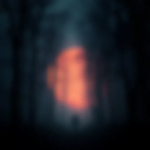 A dark forest filled with mist and shadowy figures, evoking a sense of fear and anxiety.