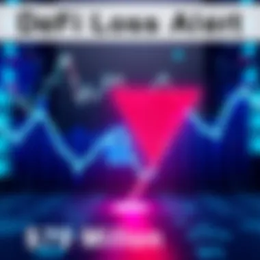 A graphic showing a downward trend in finance with a broken lock symbolizing a security breach in DeFi.