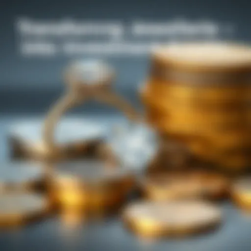 A close-up view of a diamond engagement ring beside a stack of coins, symbolizing the transformation of jewellery into investment assets.