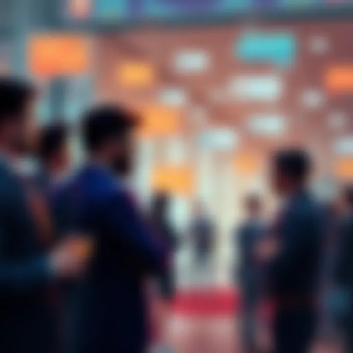 People engaging in conversation about Amp Token updates with chat bubbles and graphs in the background.