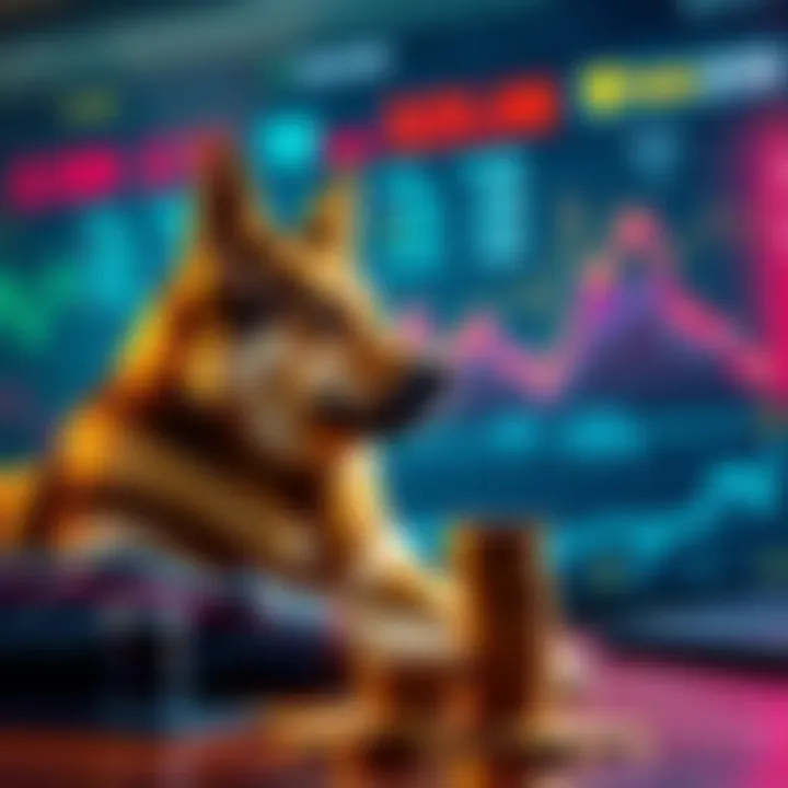 A person looking at a screen displaying Doge Coin prices, contemplating their financial future, with a stack of coins on the table.