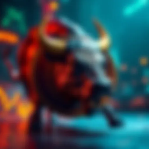 A shiny Doge coin symbol surrounded by a strong bull representing market optimism and resilience