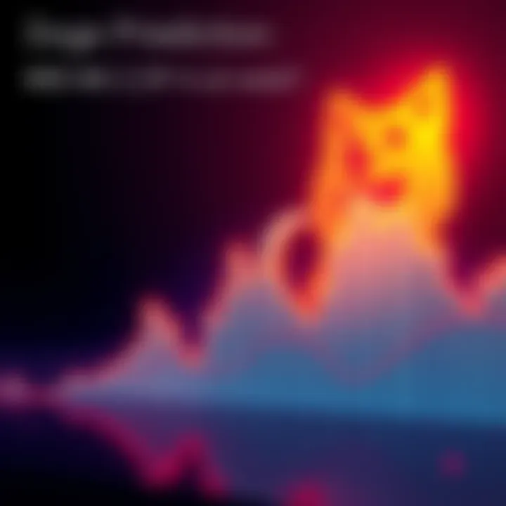 A graph showing the rising price trend of Doge Coin with a dog symbol in the background.