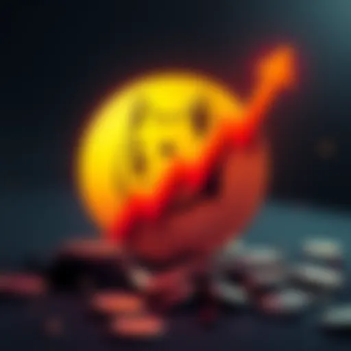 A vibrant Dogecoin logo surrounded by a rising inflation symbol, representing the positive aspects of Dogecoin's inflationary nature.