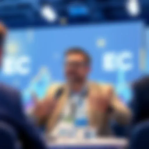 EBC co-CEO speaking about crypto custody and its revenue growth at a conference