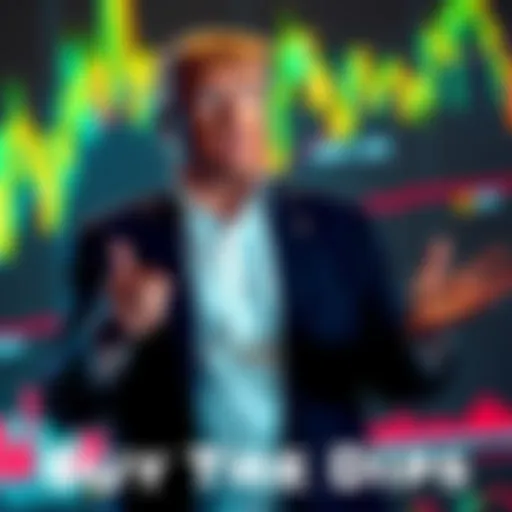 Eric Trump discussing investment strategies with a graph showing stock market trends in the background