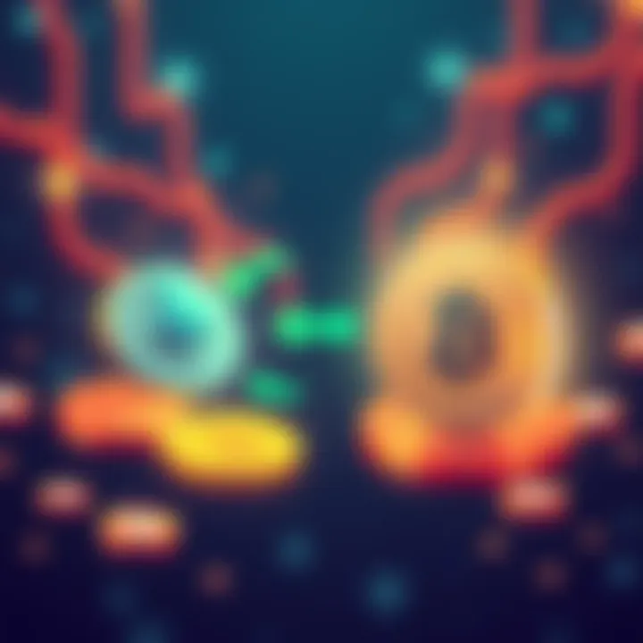 An illustration showing ETH being transferred from a Mainnet to Immutable ZK-EVM, with arrows indicating the flow, and a backdrop of cryptocurrency symbols.