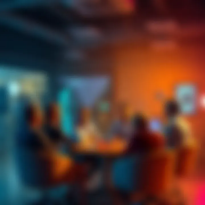 A group of people discussing Ethereum updates and price trends in a lively chat room setting