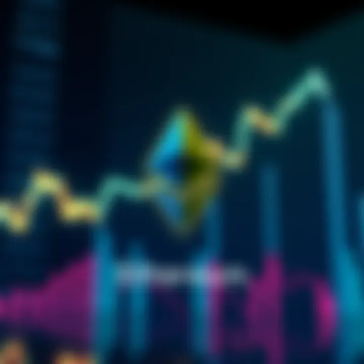 Ethereum logo displayed alongside an upward financial chart representing its market value growth