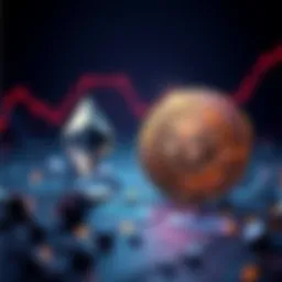 A visual comparison of Ethereum and Bitcoin, with Ethereum's logo representing decentralized applications and Bitcoin's logo symbolizing digital gold.