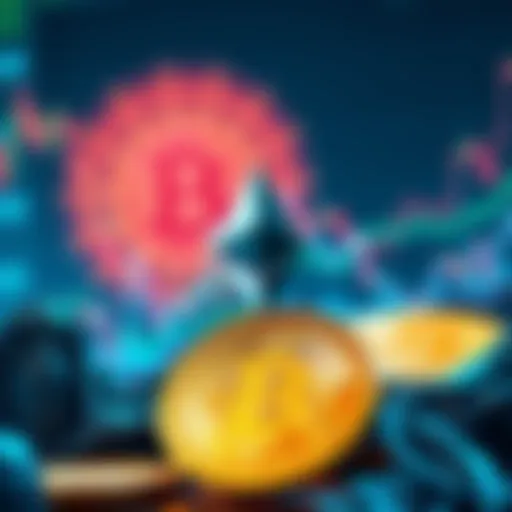 A graphic showing Ethereum's price rising above Bitcoin's, representing recent market trends and gains
