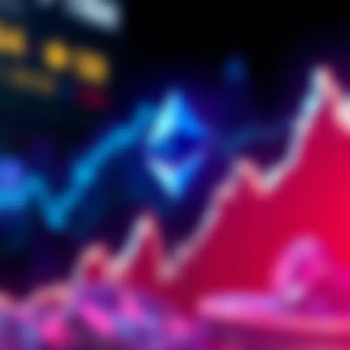Ethereum logo with a graph showing a downward trend, representing ETH struggling below the $3,000 mark.