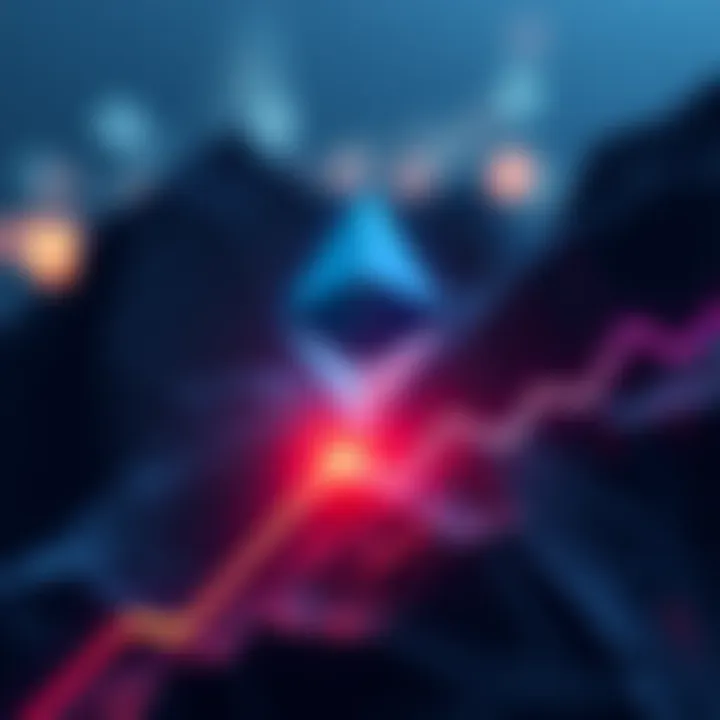 Ethereum logo with a graph showing an upward trend to symbolize growth and success