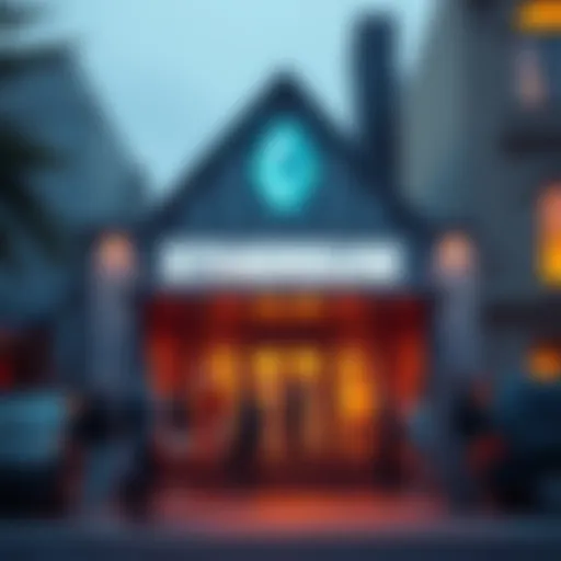 A group of people gathered outside the Ethereum House, a modern space with Ethereum branding, celebrating its launch in San Francisco.