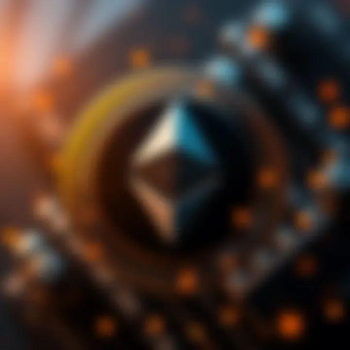 Ethereum logo surrounded by a dollar sign, representing investment opportunity