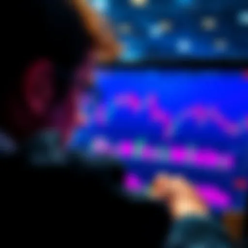 A person looking at a chart of Ethereum prices, considering whether to sell or hold for long-term gains.