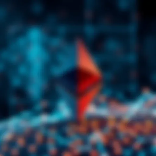 A visual of the Ethereum logo with a digital blockchain background, representing its role in decentralization.