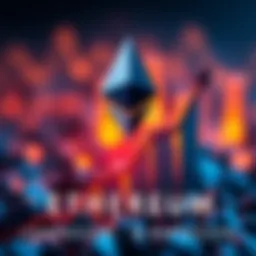 Ethereum logo with a rising graph symbolizing its market cap growth, surpassing Johnson & Johnson