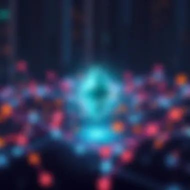 Visual representation of Ethereum's dominance in DeFi, showing transaction flows and activity on its blockchain.