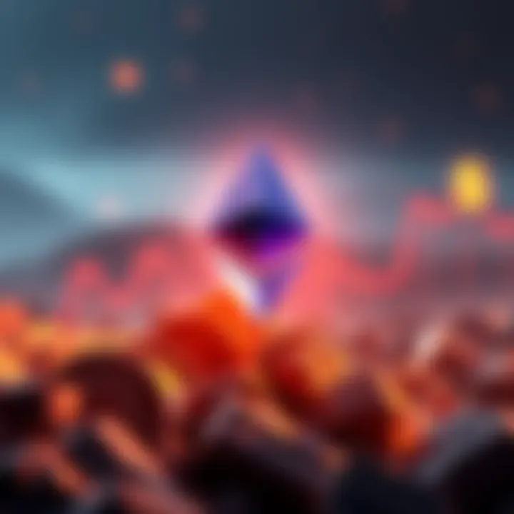 Ethereum logo with upward trend graph and dollar sign, symbolizing the surge above 4500