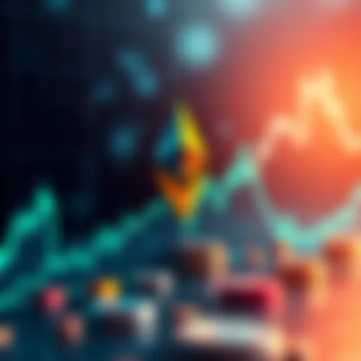 Graph showing Ethereum price increase with upward trend, attracting investors' attention.
